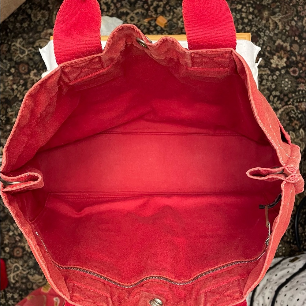 Hermes Authentic Vintage Red Canvas Tote Bag - Picture 6 of 16